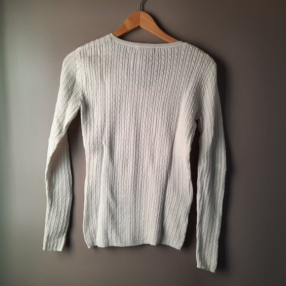 Peck&Peck White Cable Knit Cotton Alpaca Sweater M - Picture 9 of 15